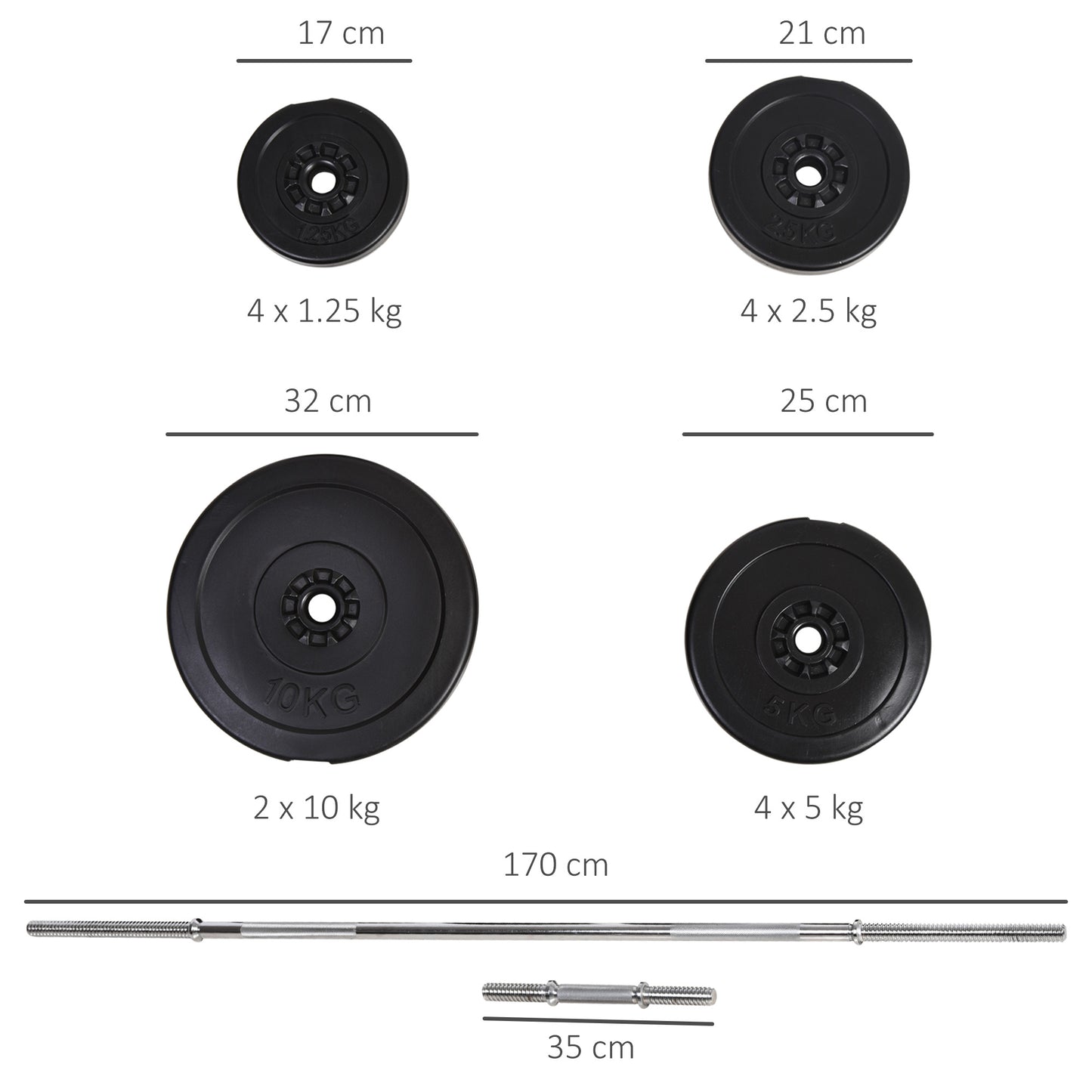 65kg Dumbbells and Barbell Set 2 in 1