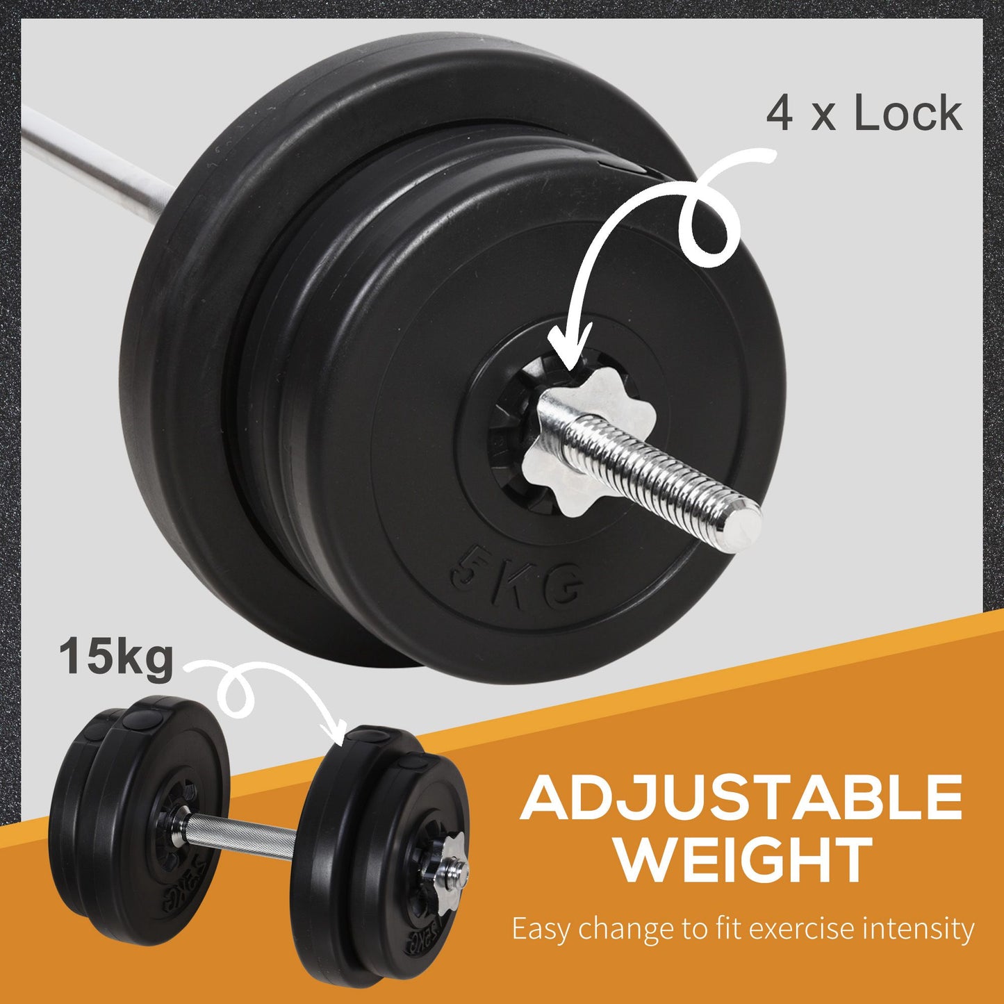 65kg Dumbbells and Barbell Set 2 in 1
