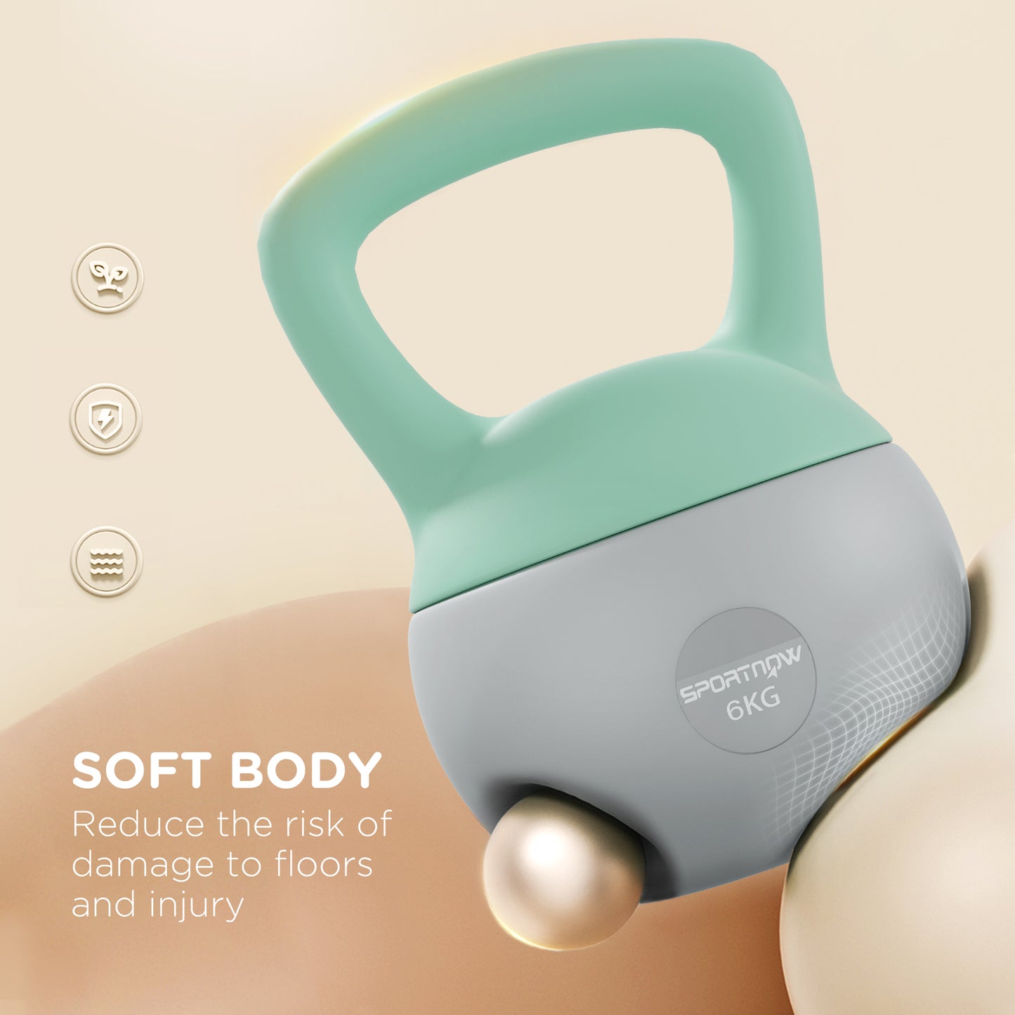 6KG Kettlebell, Soft Kettle Bell with Non-Slip Handle