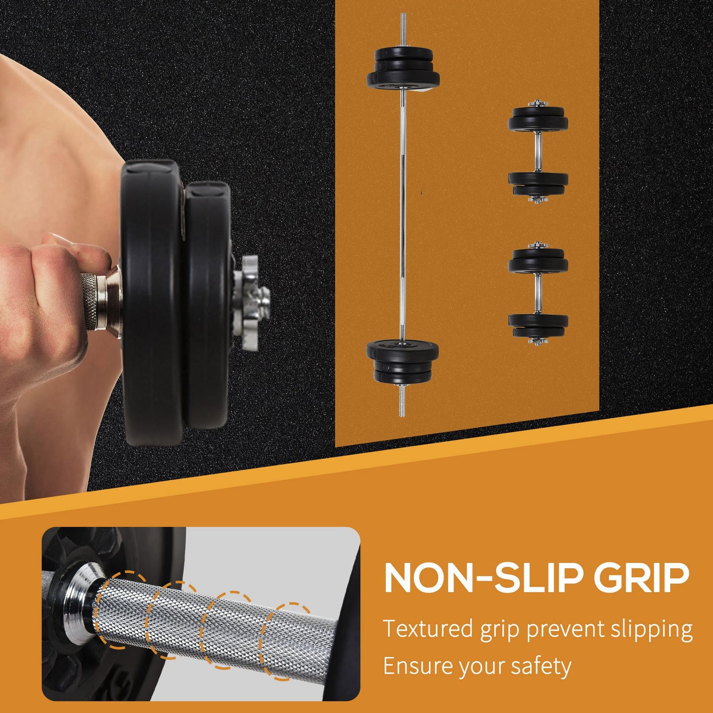 65kg Dumbbells and Barbell Set 2 in 1