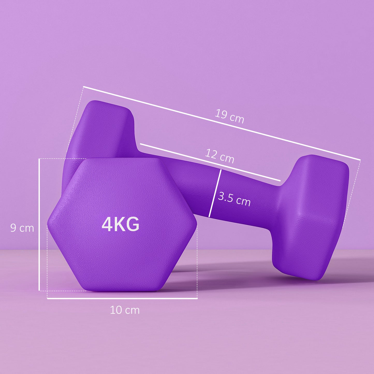 2 x 4kg Hexagonal Dumbbells Weights Set with Non-Slip Grip