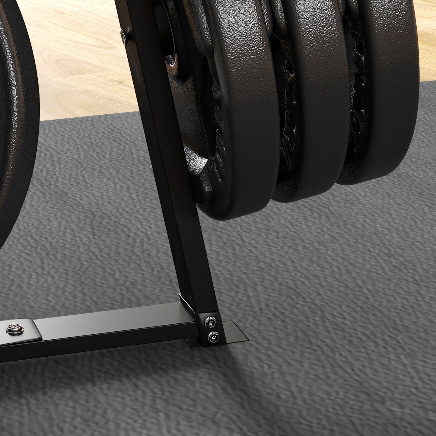 Weight Tree Rack: for 5cm Weight Plates and Barbell Bar with 6 Fasten Clamps, 300kg Capacity