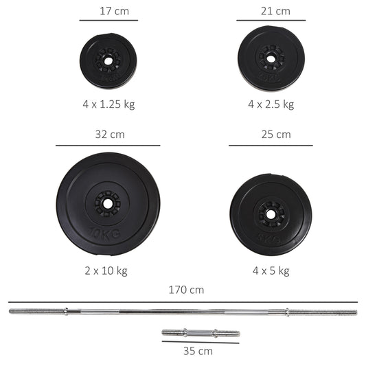 65kg Dumbbells and Barbell Set 2 in 1