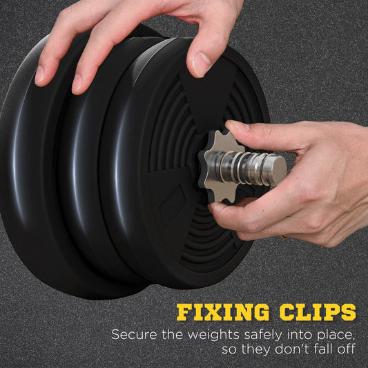25kg Barbell Set, Adjustable Weights with Curl Bar and Non-slip Handle