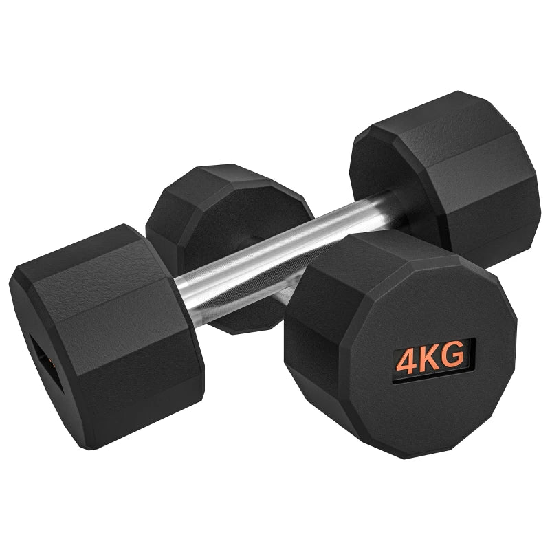 2 x 4kg Dumbbells Weights Set with 12-Sided Shape