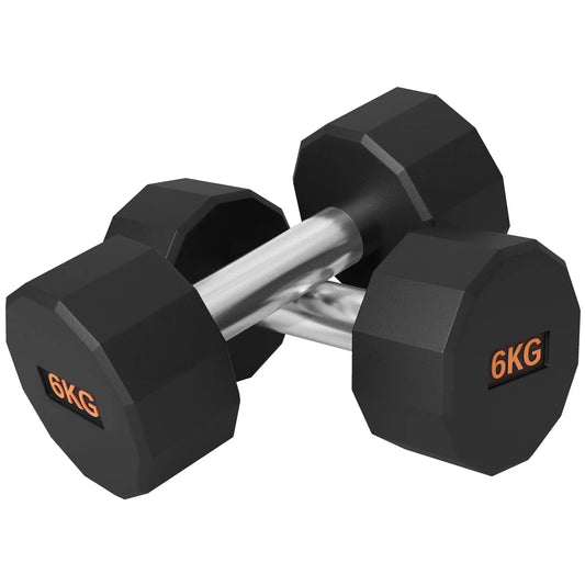 2 x 6kg Dumbbells Weights Set with 12-Sided Shape and Non-Slip Grip