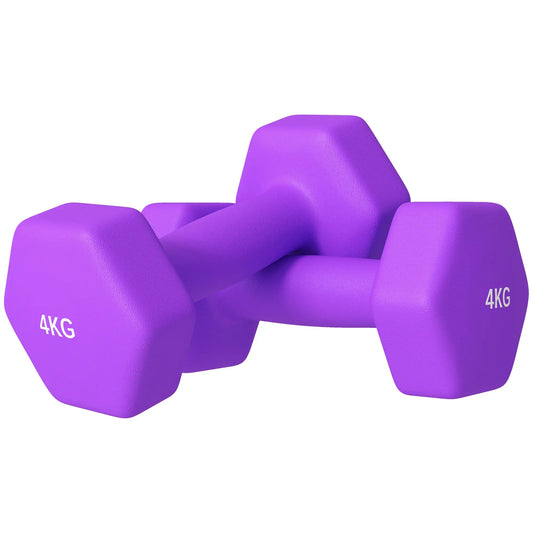 2 x 4kg Hexagonal Dumbbells Weights Set with Non-Slip Grip
