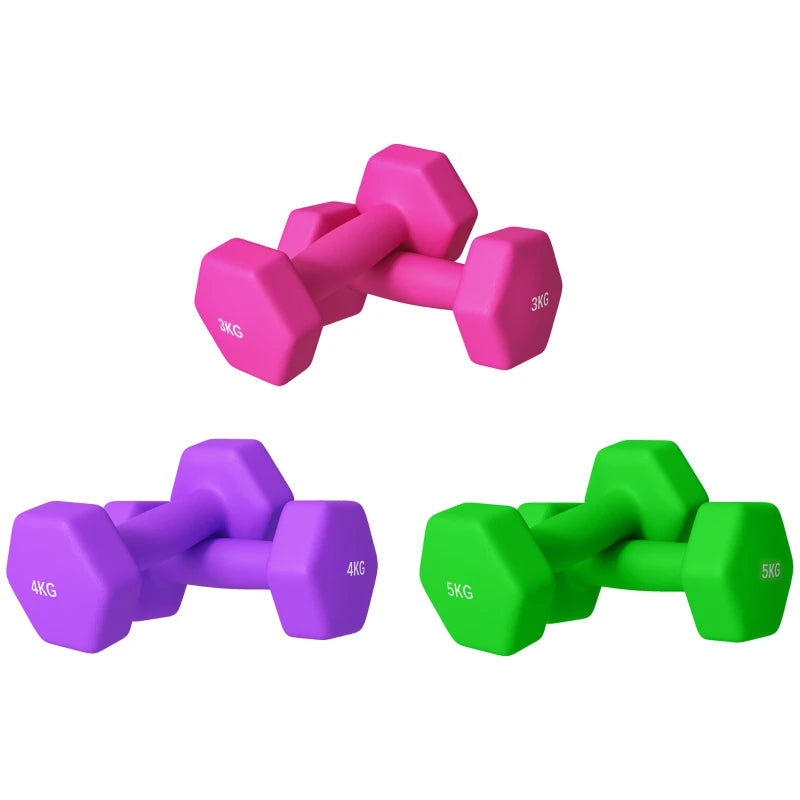 Set of 6 Hex Dumbbells, Weights Pair with Non-Slip Grip