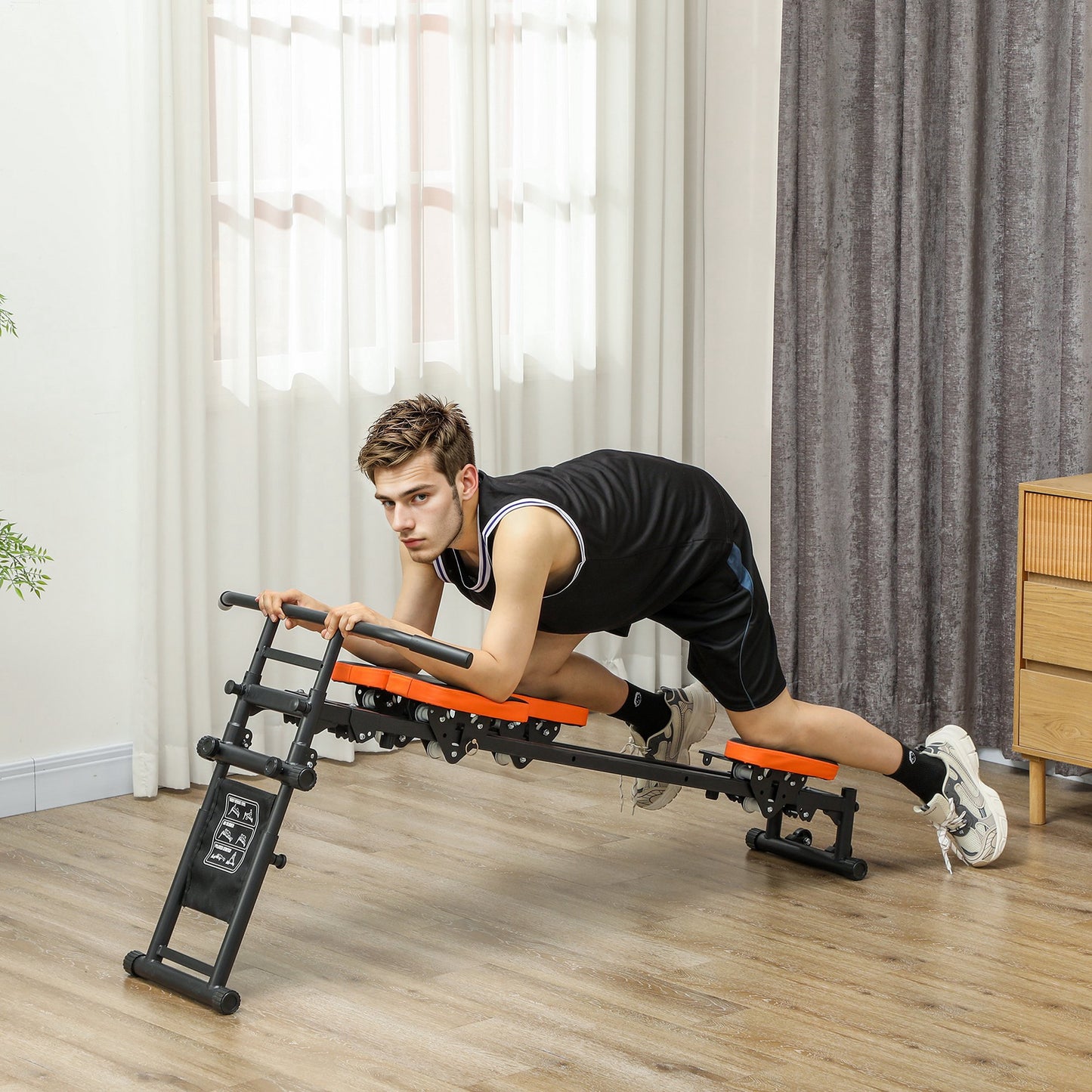 Flat or Incline Home Gym Equipment with Adjustable Push Up Stand
