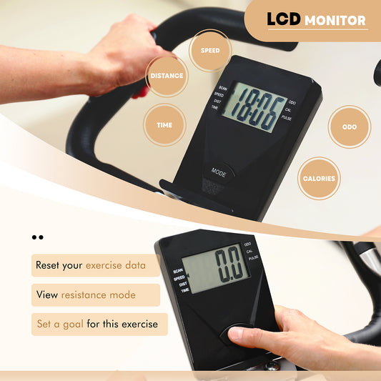 Folding & Quiet Exercise Bike with 8-Level Magnetic Resistance and Heart-Rate Sensor