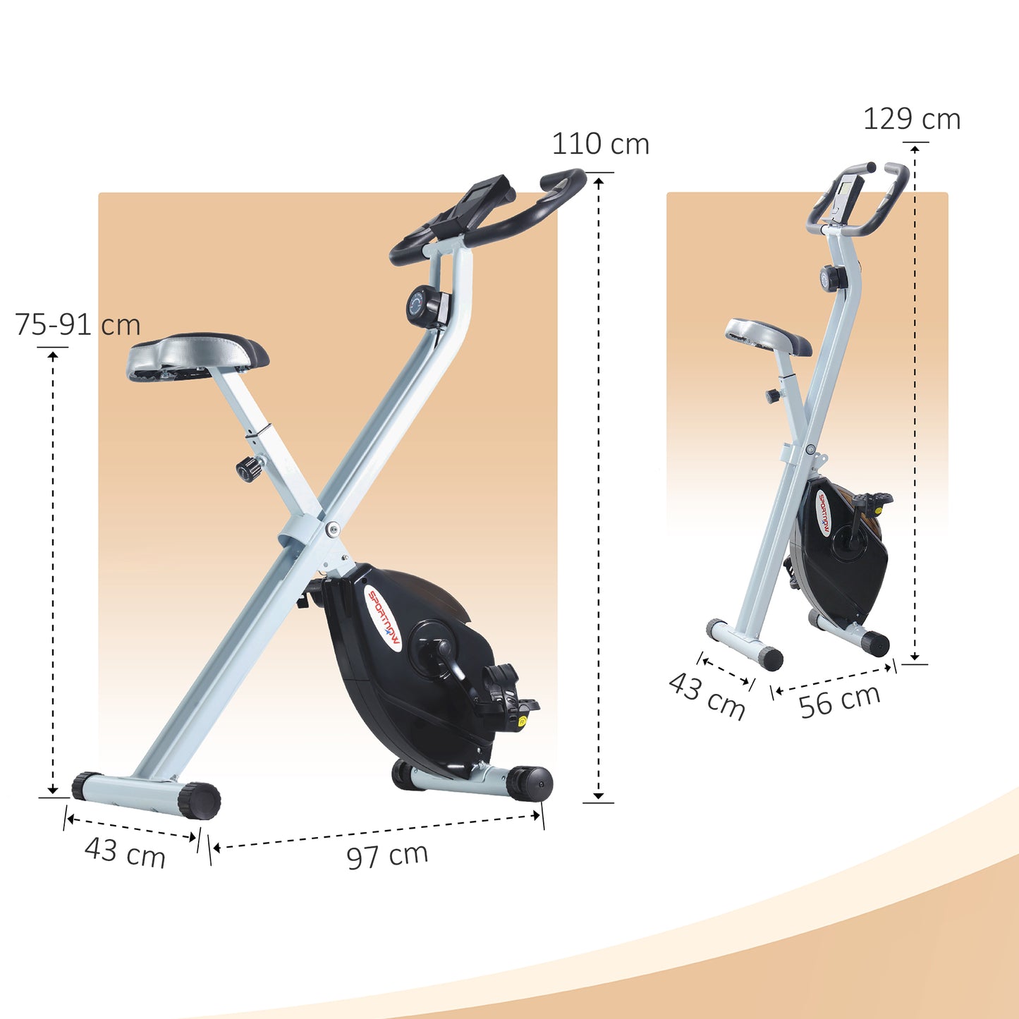 Folding & Quiet Exercise Bike with 8-Level Magnetic Resistance and Heart-Rate Sensor