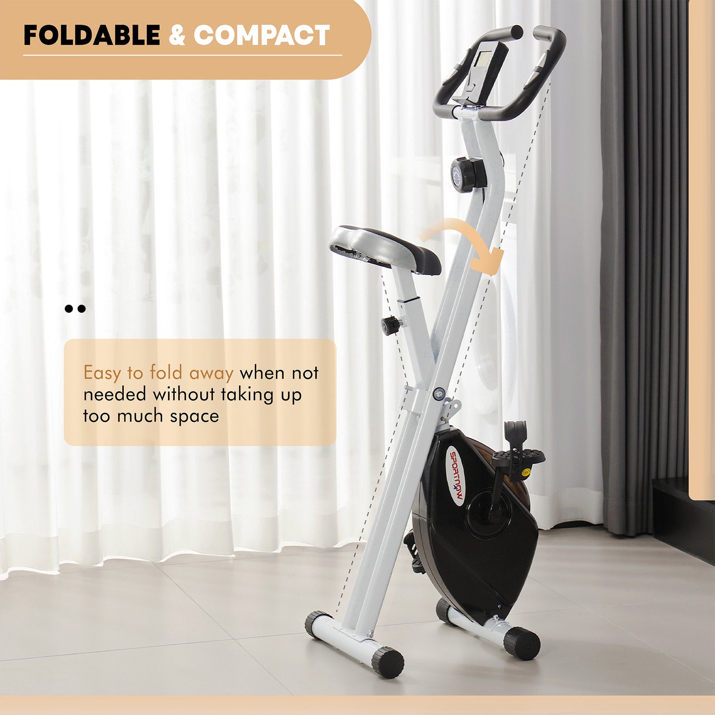 Folding & Quiet Exercise Bike with 8-Level Magnetic Resistance and Heart-Rate Sensor