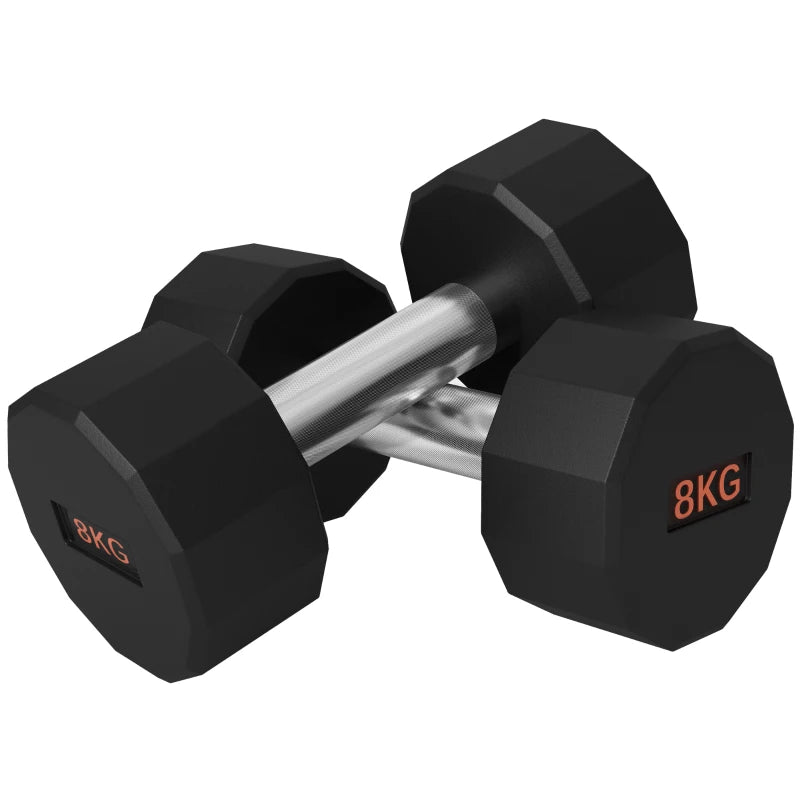 2 x 8kg Dumbbells Weights Set with 12-Sided Shape