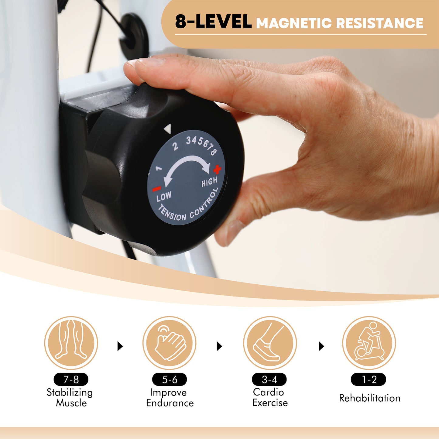 Folding & Quiet Exercise Bike with 8-Level Magnetic Resistance and Heart-Rate Sensor