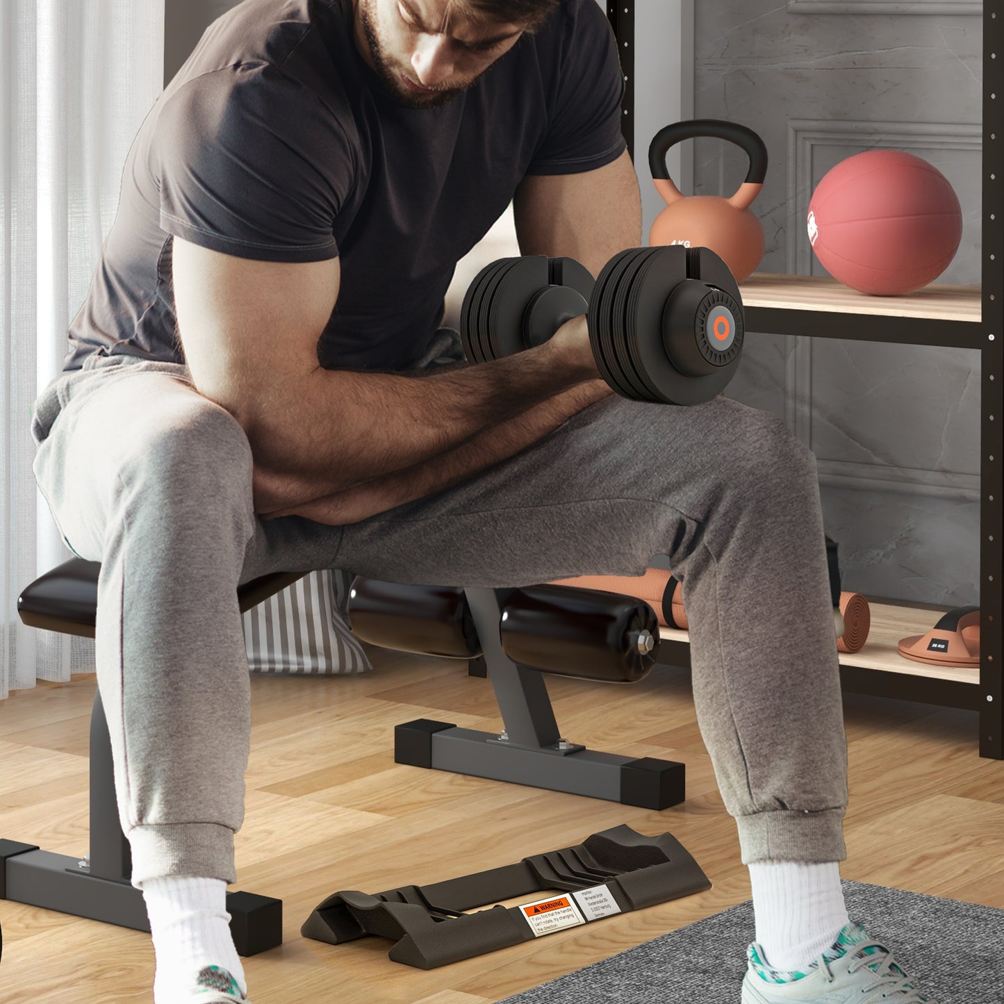 2 x 24KG Adjustable Dumbbells Set, 4-in-1 Weights Set with Storage Tray