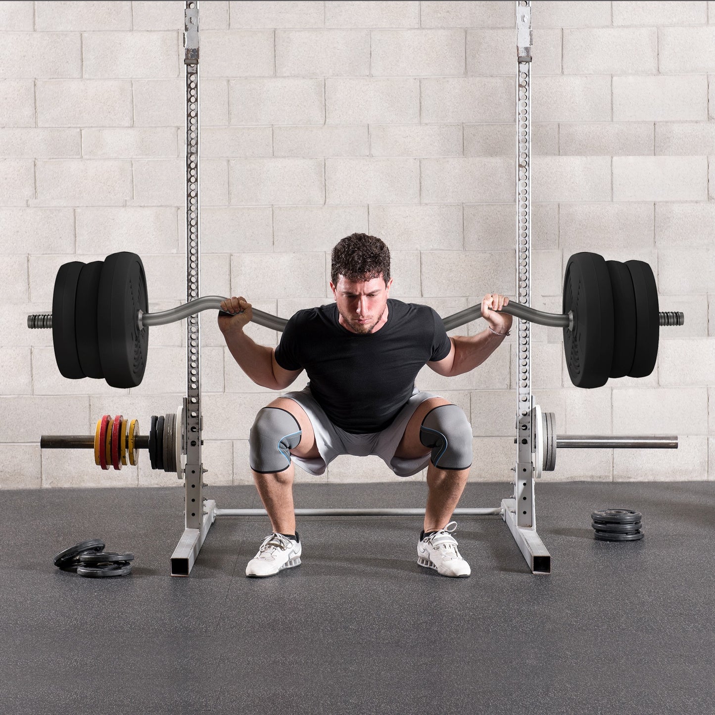 25kg Barbell Set, Adjustable Weights with Curl Bar and Non-slip Handle